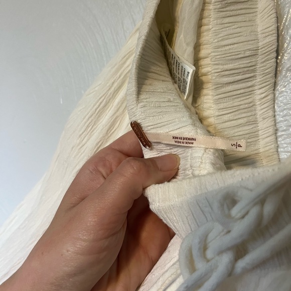 Free People Keeley Set in Ivory Crop Top Wide Leg High Waist Gauze Cotton Blend - Picture 11 of 16